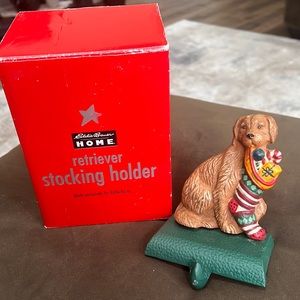 Eddie Bauer Home vintage cast iron Golden Retriever stocking holder.